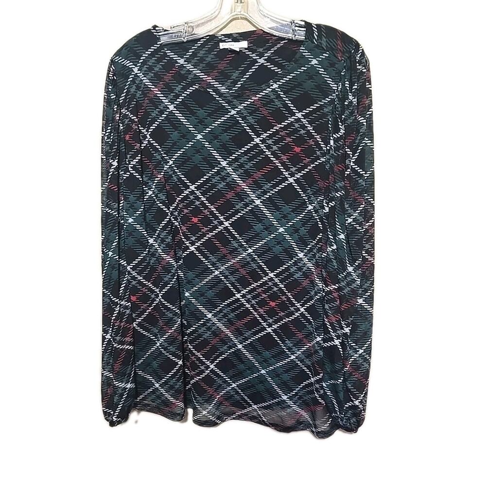 Cato Green Plaid Preppy Academia‎ Long Sleeve Casual Top Womans Plus Size 26/28W